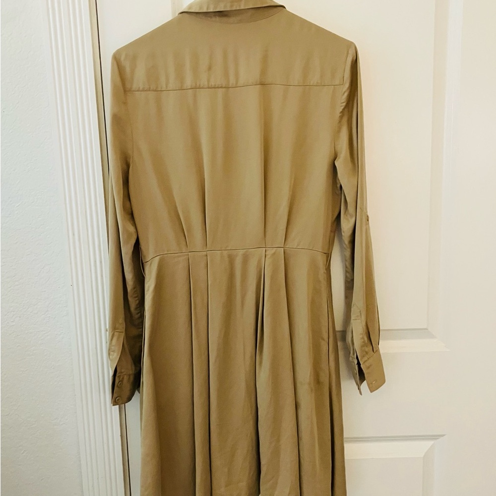 Bebe khaki button down fit and flare dress - Picture 2 of 6